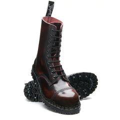 Burgundy Rub-Off 10 Eye Steel Toe Capped Derby Boot