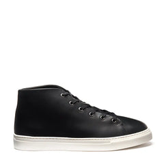 Black Calf High Top Sneaker (White Sole)