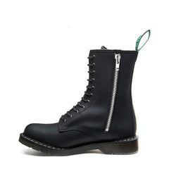 Black Greasy 11 Eye Zip Derby Boot