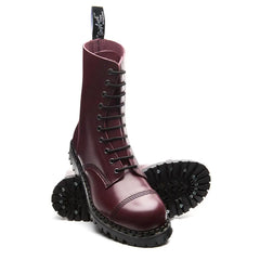 Oxblood Hi-Shine 10 Eye Steel Toe Capped Derby Boot