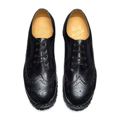 Black Hi-Shine 4 Eye Steel Toe American Derby Brogue Shoe