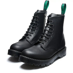 Black Greasy 8 Eye Zip Commando Derby Boot