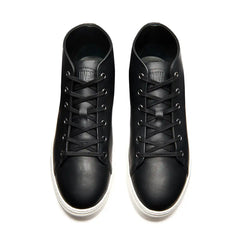 Black Calf High Top Sneaker (White Sole)