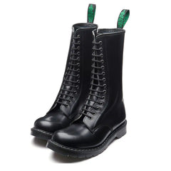 Black Hi-Shine 14 Eye Zip Derby Boot