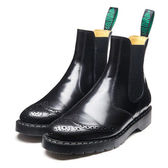 Black Hi-Shine Dealer Brogue Boot