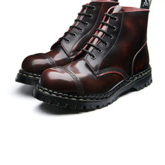 Burgundy Rub-Off 6 Eye Steel Toe Capped Derby Boot