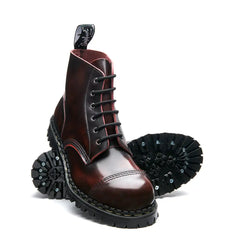 Burgundy Rub-Off 6 Eye Steel Toe Capped Derby Boot