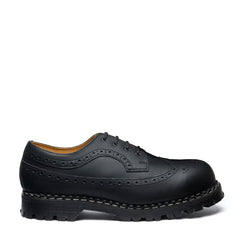 Black Greasy 4 Eye Steel Toe American Derby Brogue Shoe