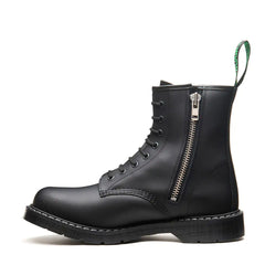 Black Greasy 8 Eye Zip Derby Boot