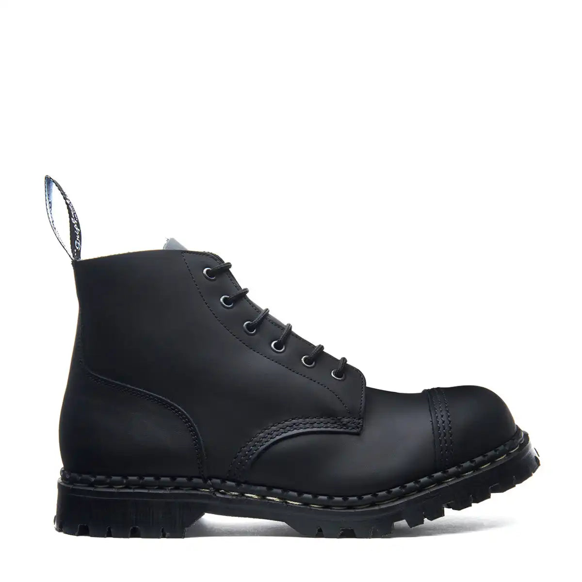 Black Greasy 6 Eye Steel Toe Capped Derby Boot