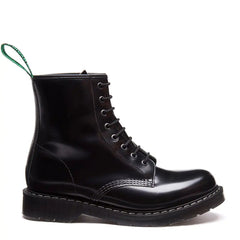 Black Hi-Shine 8 Eye Derby Boot & Zip Guard