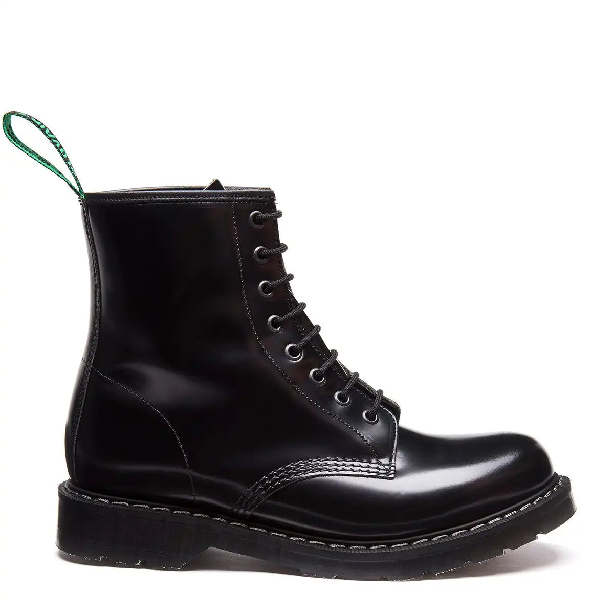Black Hi-Shine 8 Eye Derby Boot & Care Kit
