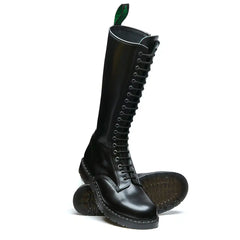 Black Hi-Shine 20 Eye Zip Derby Boot