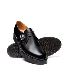 Black Hi-Shine Single Buckle Monk Shoe