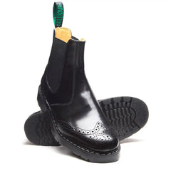 Black Hi-Shine Dealer Brogue Boot