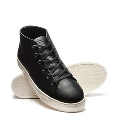 Black Calf High Top Sneaker (White Sole)