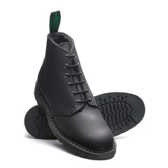 Black Greasy Shearling Lined 6 Eye Astronaut Boot