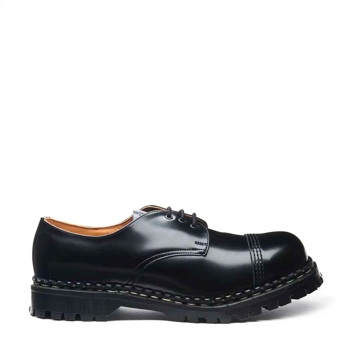 Black Hi-Shine Steel Toe Capped Gibson Shoe