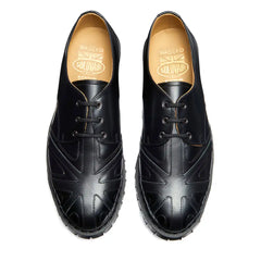 Black Hi-Shine Union Jack 3 Eye Gibson Shoe