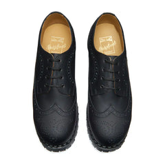 Black Greasy 4 Eye Steel Toe American Derby Brogue Shoe