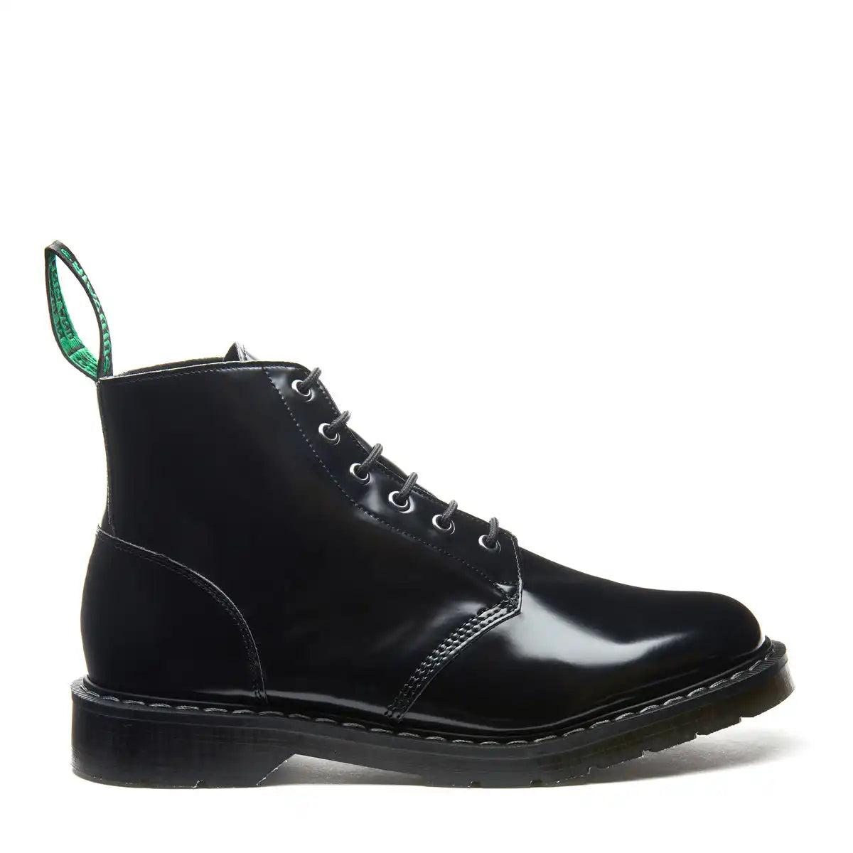 Black Hi-Shine Vegan 6 Eye Astronaut Boot