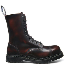 Burgundy Rub-Off 10 Eye Steel Toe Capped Derby Boot