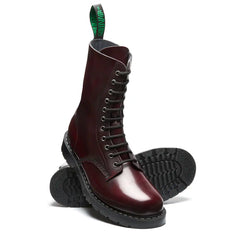 Cherry Red Rub-Off Vegan 11 Eye Derby Boot