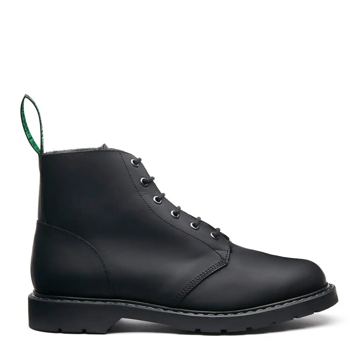 Black Greasy Shearling Lined 6 Eye Astronaut Boot