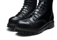 Black Hi-Shine 10 Eye Steel Toe Capped Derby Boot