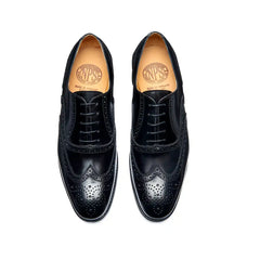 Black Hi-Shine 5 Eye Oxford Brogue Shoe