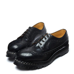 Black Hi-Shine 4 Eye Steel Toe American Derby Brogue Shoe