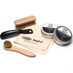 Black Greasy 8 Eye Derby Boot & Care Kit