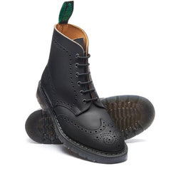 Black Greasy 6 Eye Brogue Boot