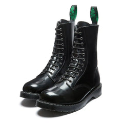 Black Vegan Hi-Shine 11 Eye Derby Boot