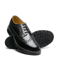 Black Hi-Shine 4 Eye American Derby Brogue Shoe