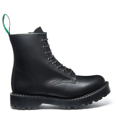 Black Greasy 8 Eye Zip Commando Derby Boot