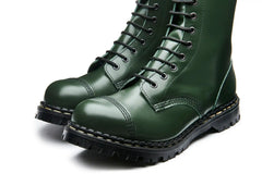 Green Hi Shine 10 Eye Steel Toe Capped Derby Boot