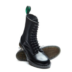 Black Hi-Shine 11 Eye Zip Derby Boot