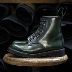 Green Rub-Off 8 Eye Derby Boot